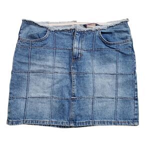 Vintage Bubblegum Patchwork Jean Skirt Womens 9/10 Denim Y2K Fray